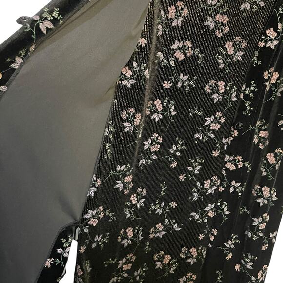 Another Thyme Knee Length Dress Women's 12 Black Floral VTG Cardigan Look Gothic - Picture 10 of 12